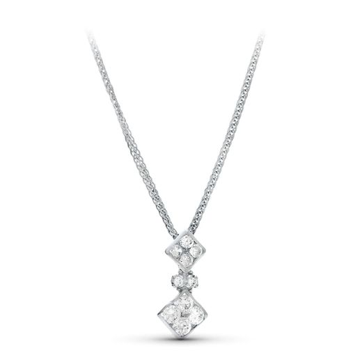 18K Gargantilla Oro Blanco 45Cm Juego Novia Motivo Rombo 16X7 Mm