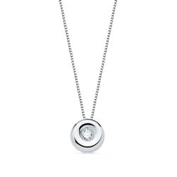 18K Gargantilla Oro Blanco Chaton 4,85 Mm Diamante 0,015 Qts. G-Vs2 Cadena 42Cm