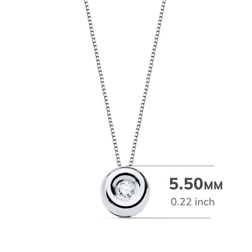 18K Gargantilla Oro Blanco Chaton 5,5 Mm Diamante 0,020 Qts. G-Vs2. Cadena 42Cm