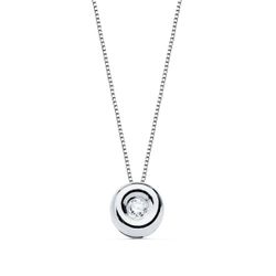 18K Gargantilla Oro Blanco Chaton 5,5 Mm Diamante 0,020 Qts. G-Vs2. Cadena 42Cm