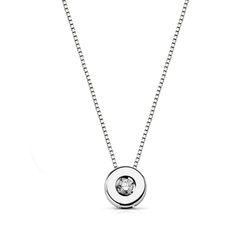 18K Gargantilla Oro Blanco Chaton 5,5 Mm Diamante 0,035 Qts. H-I Cadena 42Cm