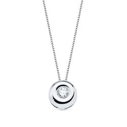 18K Gargantilla Oro Blanco Chaton 5Mm Diamante 0,045 Qts. H-I Cadena 42Cm