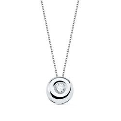 18K Gargantilla Oro Blanco Chaton 6 Mm Diamante 0,050 Qts. G-Vs2. Cadena 42Cm