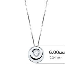 18K Gargantilla Oro Blanco Chaton 6 Mm Diamante 0,050 Qts. G-Vs2. Cadena 42Cm