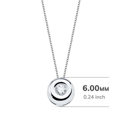 18K Gargantilla Oro Blanco Chaton 6 Mm Diamante 0,050 Qts. G-Vs2. Cadena 42Cm