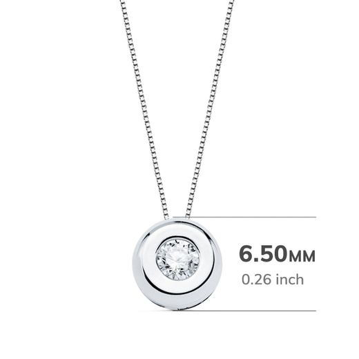 18K Gargantilla Oro Blanco Chaton 6,5 Mm Diamante 0,100 Qts. G-Vs2. Cadena 42Cm
