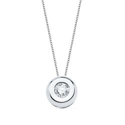 18K Gargantilla Oro Blanco Chaton 6,5 Mm Diamante 0,100 Qts. G-Vs2. Cadena 42Cm