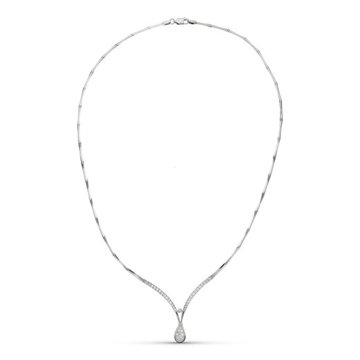 18K Gargantilla Oro Blanco Circonita Motivo Gotas
