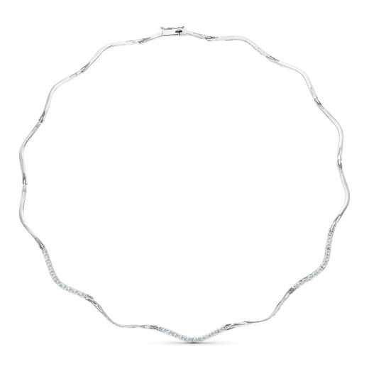 18K Gargantilla Oro Blanco Circonitas