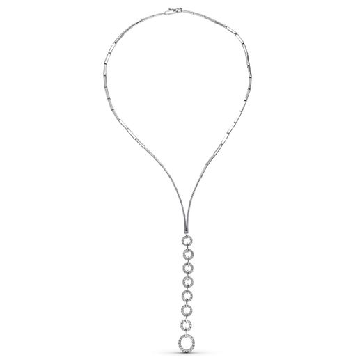 18K Gargantilla Oro Blanco Circulos Circonitas