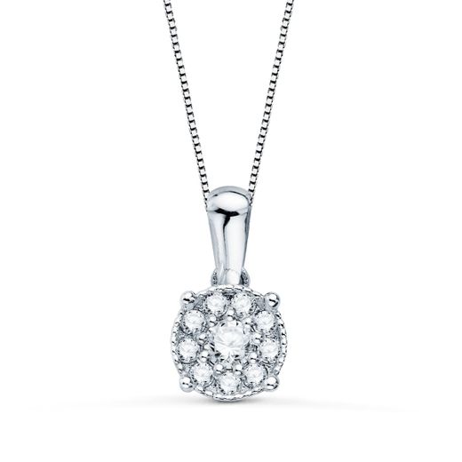 18K Gargantilla Oro Blanco Colgante Diamantes 0,20 Qts Cadena 42 3 Cm Vs2-G