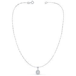 18K Gargantilla Oro Blanco Colgante Diamantes 0,20 Qts Cadena 42 3 Cm Vs2-G