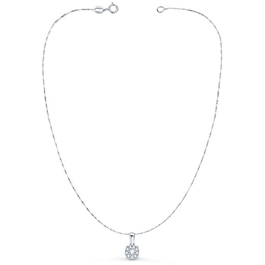 18K Gargantilla Oro Blanco Colgante Diamantes 0,20 Qts Cadena 42 3 Cm Vs2-G