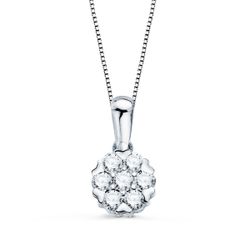 18K Gargantilla Oro Blanco Colgante 7 Mm Diamantes 0,300 Qts G-Vs2 Cadena 42 3Cm