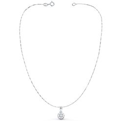 18K Gargantilla Oro Blanco Colgante 7 Mm Diamantes 0,300 Qts G-Vs2 Cadena 42 3Cm