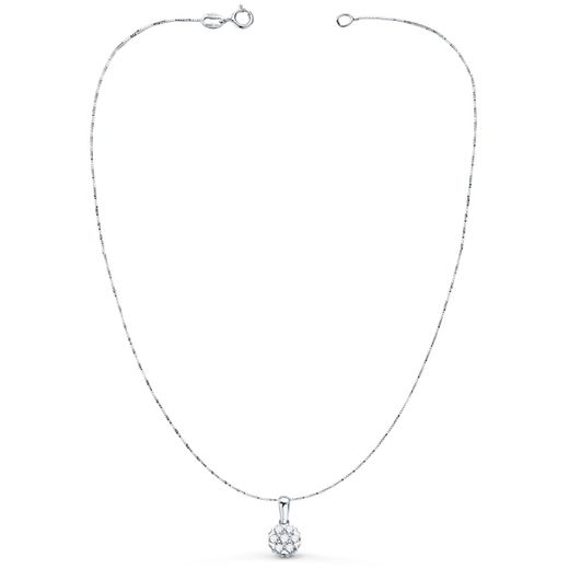 18K Gargantilla Oro Blanco Colgante 7 Mm Diamantes 0,300 Qts G-Vs2 Cadena 42 3Cm