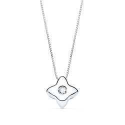 18K Gargantilla Oro Blanco Estrella 5X5Mm Diamante 0,015 Qt. G-Vs2. Cadena 42Cm
