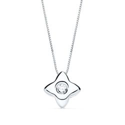 18K Gargantilla Oro Blanco Estrella 6Mm Con Diamante 0,050 Qts. G-Vs2. Cadena 42Cm