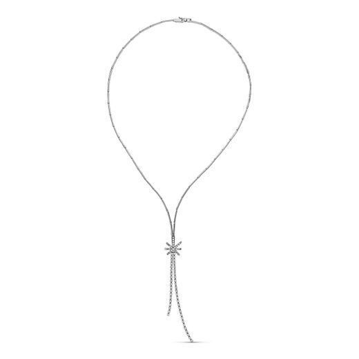 18K Gargantilla Oro Blanco Estrella Circonitas
