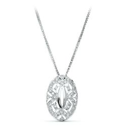 18K Gargantilla Oro Blanco Juego Novia 45Cm Centro Circonita 23X15 Mm