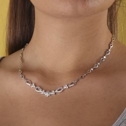 18K Gargantilla Oro Blanco Juego Novia Articulado 42Cm Cierre Mosqueton