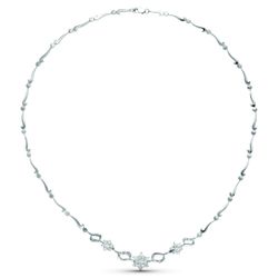 18K Gargantilla Oro Blanco Juego Novia Centro Piña Circonita 45Cm Mosqueton