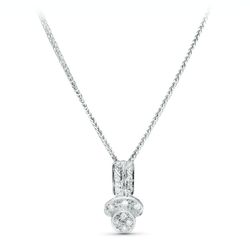 18K Gargantilla Oro Blanco Juego Novia Circonita 45Cm Centro 16X8 Mm