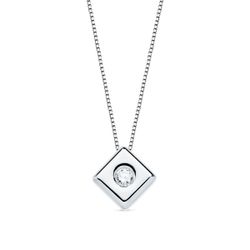 18K Gargantilla Oro Blanco Rombo 6Mm. Diamante 0,050 Qts. G-Vs2. Cadena 42Cm