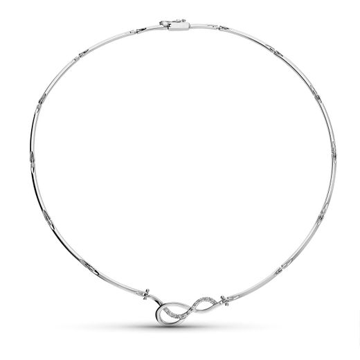 18K Gargantilla Oro Blanco Tramos Circonita Motivo