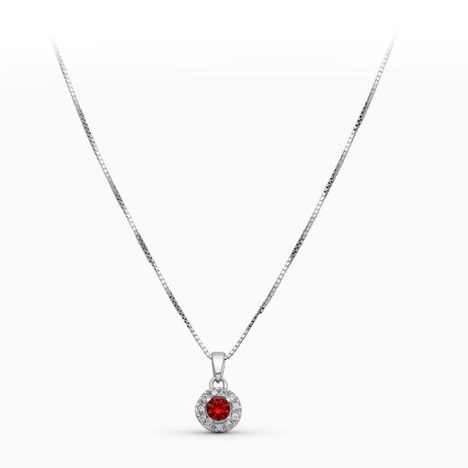 18K Gargantilla Oro Blanco Y Circonita Con Cadena Veneciana