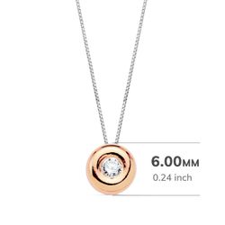 18K Gargantilla Oro Rosa Chaton 6Mm Diamante 0,050 Qts. G-Vs2 Cadena 42Cm