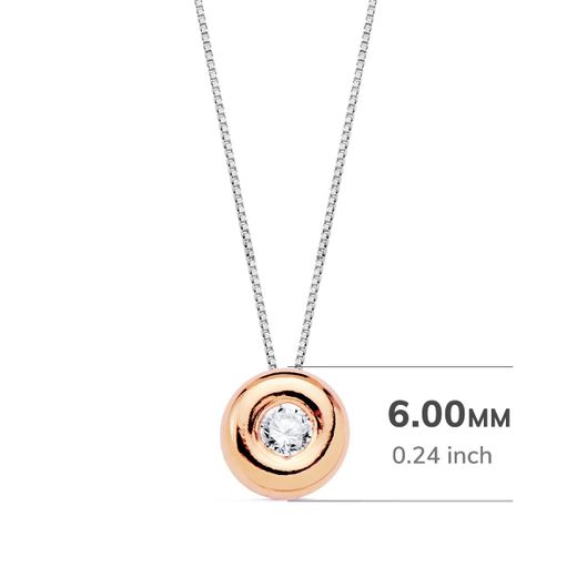 18K Gargantilla Oro Rosa Chaton 6Mm Diamante 0,050 Qts. G-Vs2 Cadena 42Cm