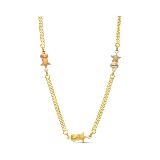 18K Gargantilla Oro Tricolor Malla Y Estrellas