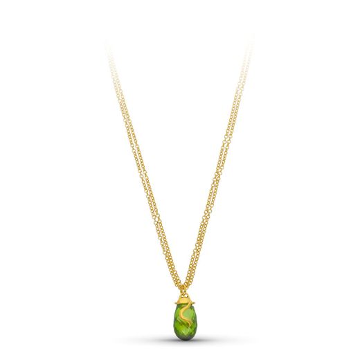 18K Gargantlla Oro Amarillo Piedra Verde 45Cm