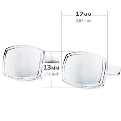 18K Gemelos Estampacion Oro Blanco Tonel 17X13 Mm Cierre Rigido Oscilante
