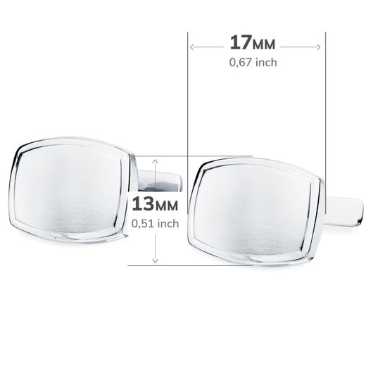 18K Gemelos Estampacion Oro Blanco Tonel 17X13 Mm Cierre Rigido Oscilante