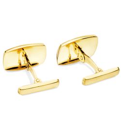 18K Gemelos Oro Amarillo Tonel Mate Y Brillo 17X13 Mm Cierre Rigido Oscilante