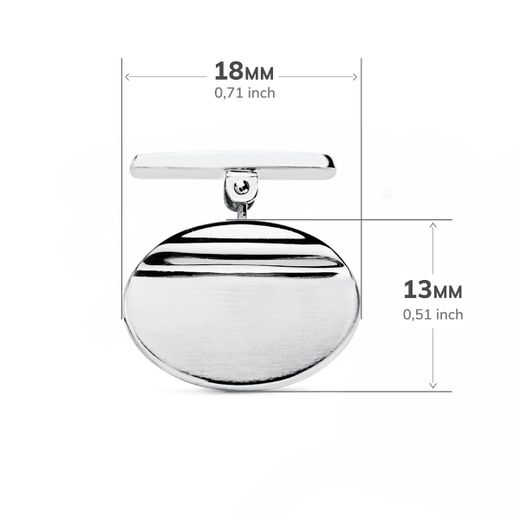 18K Gemelos Oro Blanco Oval Mate Y Brillo 18X13 Mm Cierre Rigido Oscilante