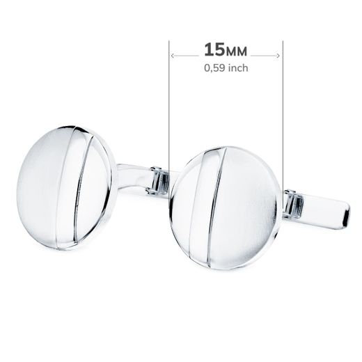 18K Gemelos Oro Blanco Redondos Mate Y Brillo 15 Mm Cierre Rigido Oscilante