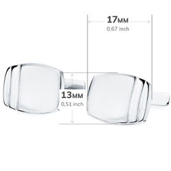 18K Gemelos Oro Blanco Tonel Mate Y Brillo 17X13 Mm Cierre Rigido Ocsilante