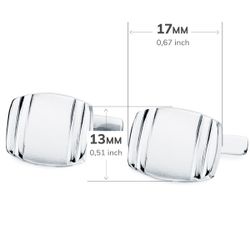 18K Gemelos Oro Blanco Tonel Mate Y Brillo 17X13 Mm Cierre Rigido Oscilante