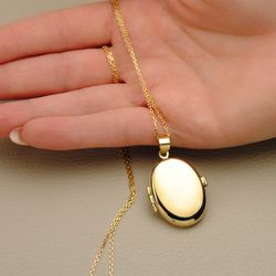 18K Guardapelo Dije Portafotos Oro Amarillo Oval Liso 25X20 Mm