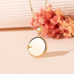 18K Guardapelo Dije Portafotos Oro Amarillo Redondo Liso 21 Mm