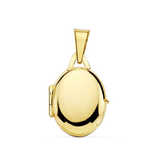 18K Guardapelo Dije Portafotos Oval Oro Amarillo Liso 18X14 Mm