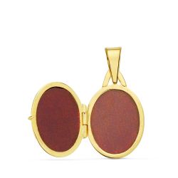 18K Guardapelo Dije Portafotos Oval Oro Amarillo Liso 18X14 Mm