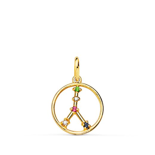 18K Horoscopo Oro Amarillo Cancer Constelaciones Circonita 12 Mm