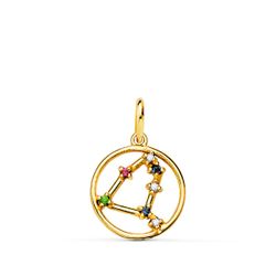 18K Horoscopo Oro Amarillo Capricornio Constelaciones Circonita 12 Mm