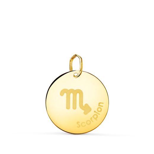18K Horoscopo Oro Amarillo Escorpio En Frances Brillo 16 Mm