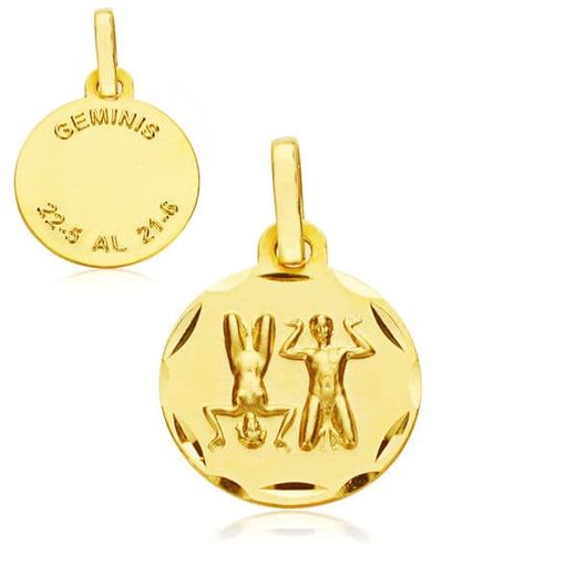 18K Horoscopo Oro Amarillo Geminis 13 Mm
