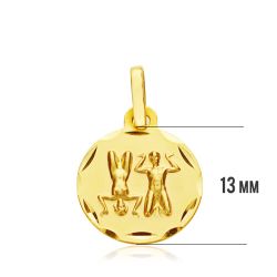 18K Horoscopo Oro Amarillo Geminis 13 Mm